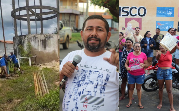 Diante de protesto popular pela falta de água em 60% das residências de moradores da zona urbana durante cerca de sete dias.