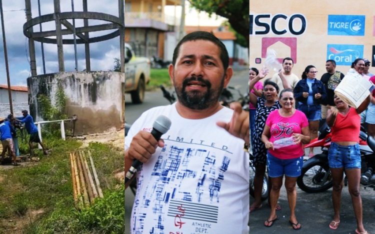 Diante de protesto popular pela falta de água em 60% das residências de moradores da zona urbana durante cerca de sete dias.