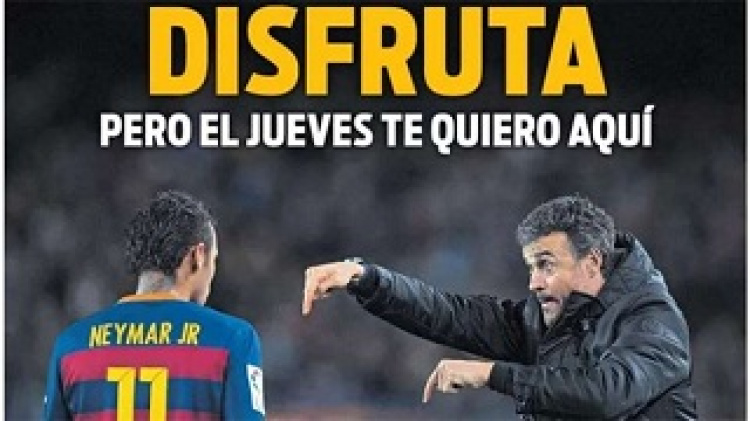 Reprodução: Pacto entre Neymar e Luis Enrique é capa do jornal espanhol 'Sport' 